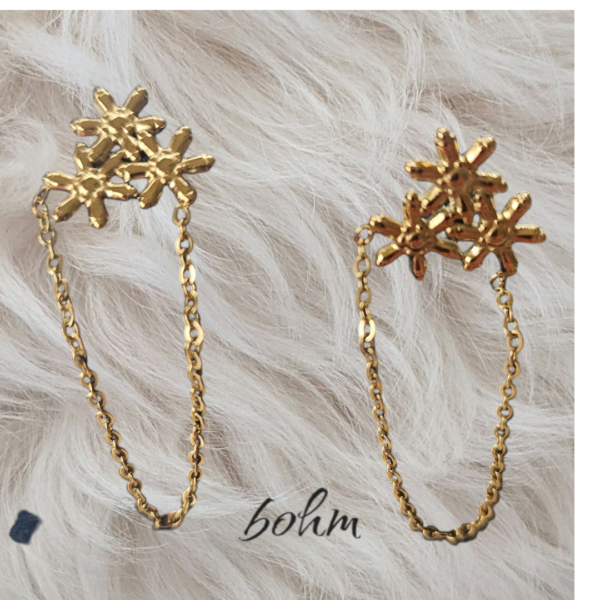 BOHM boucles d’oreilles puce Fleur et chainette