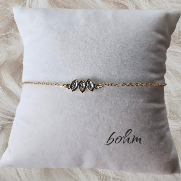 BOHM bracelet 3 feuilles cristal blanc