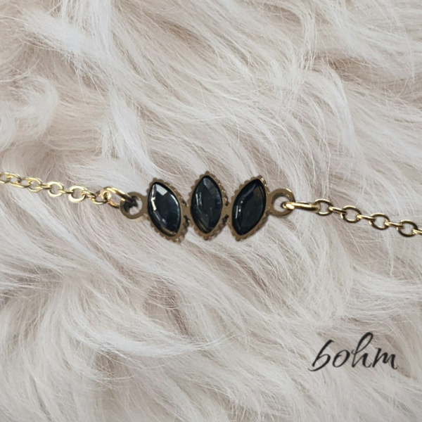 BOHM bracelet 3 feuilles cristal bleu