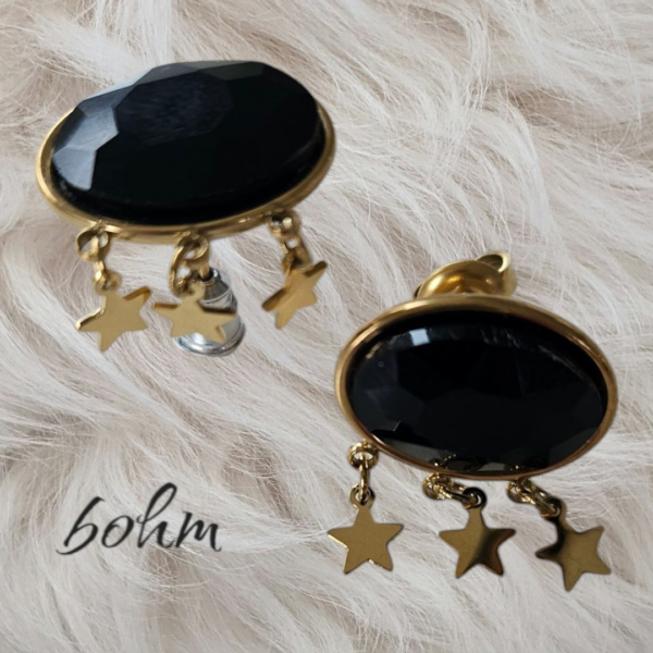 BOHM Boucle d’oreilles puce Cristal ovale noir