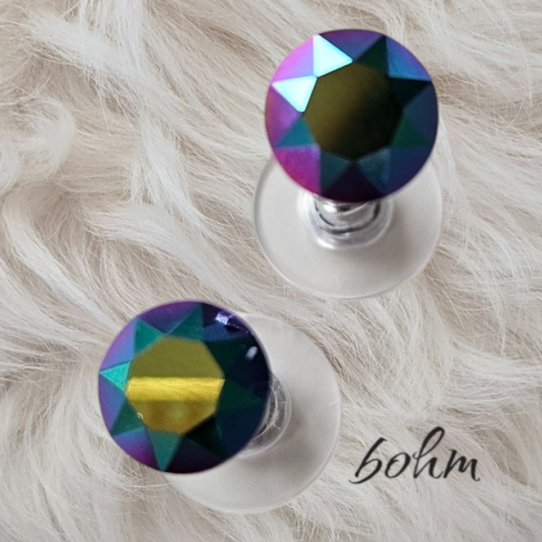 BOHM Boucle d’oreilles puce Cristal reflets bleu rose