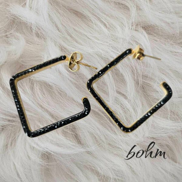 BOHM Boucles d'oreilles puce carré noir