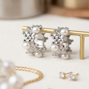 Boucles d'oreilles créoles avec perles